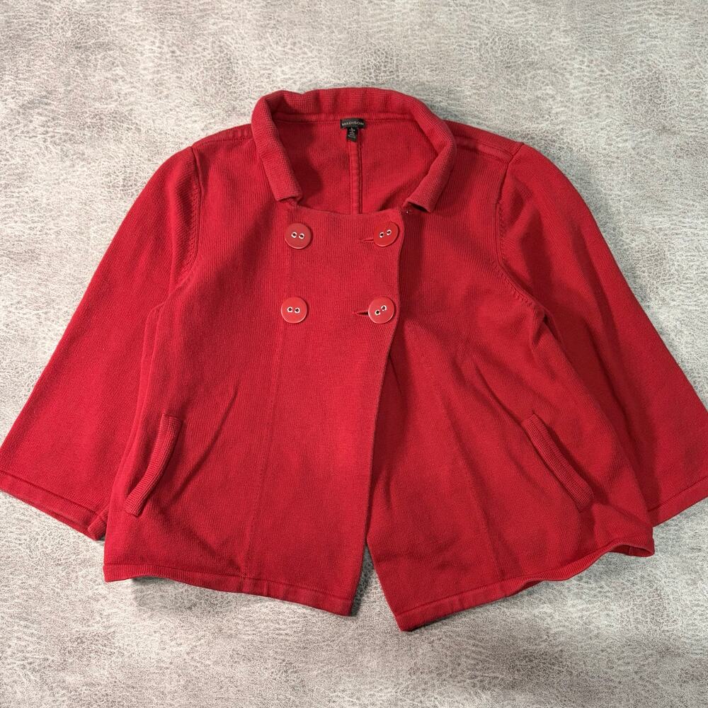 Madison Red Cropped Double Button Jacket